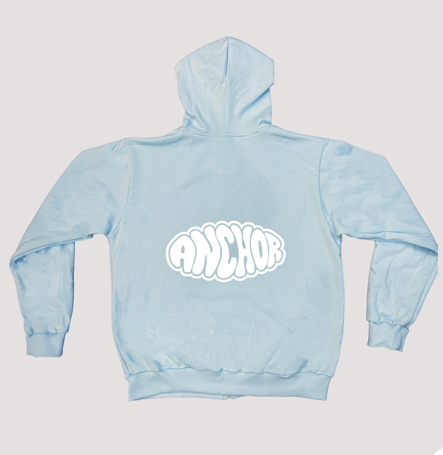 ANCHOR PUFF PRINT ZIP HOODIE BABY BLUE